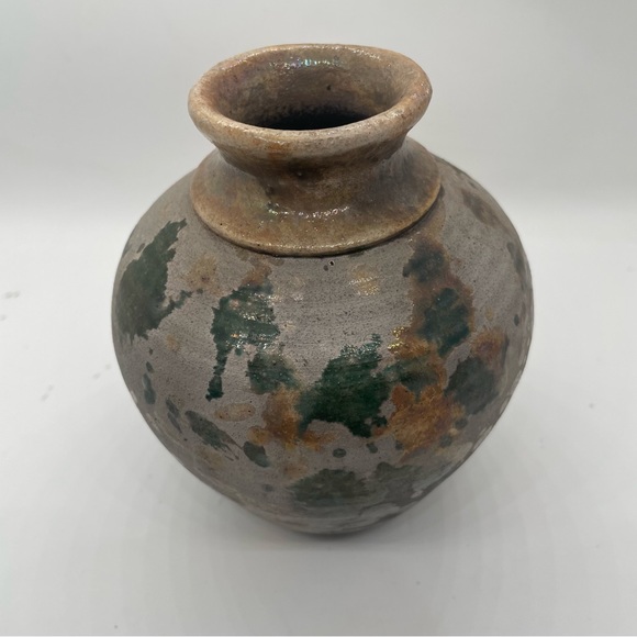 vintage 5’ Crystalline Glaze Pottery vase irredentist purple/green Tones Stamped - Picture 1 of 15